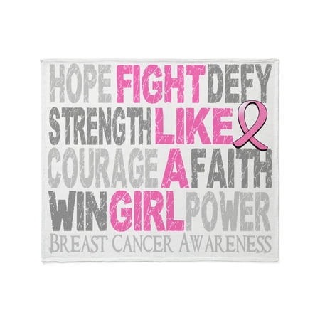 CafePress - Fight Like A Girl Breast Cancer 23.3 Throw Blanket - Soft Fleece Throw Blanket 50 x60 for All Ages