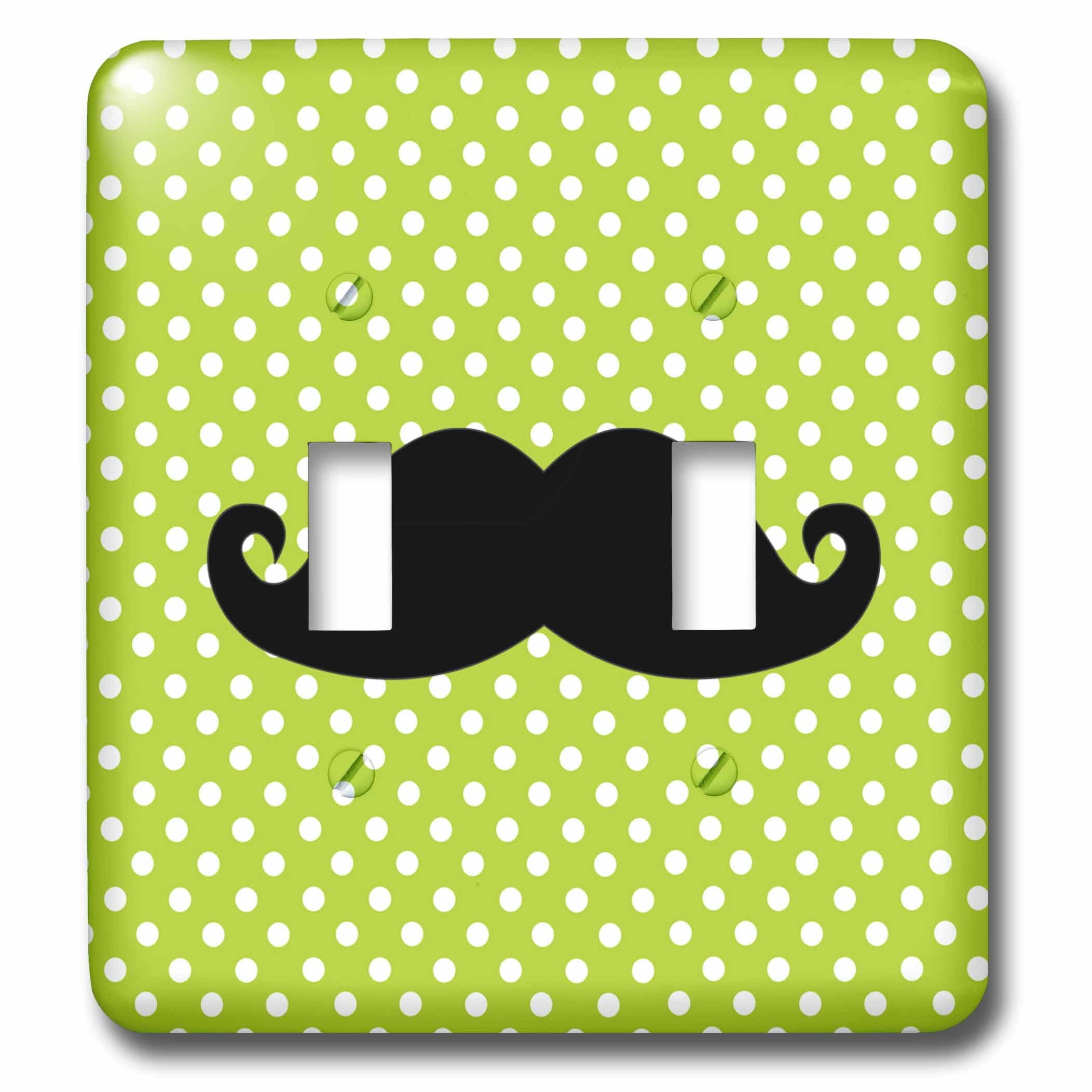 Black/Purple 3dRose LSP_110761_2 Funny Mustache Polka Dots Double Toggle Switch 