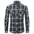 thumbnail image 3 of GHSOHS Mens Shirts Short Sleeve Shirts for Men Casual Tops Button Up Shirts Short Sleeve Flannel Plaid Shirts Spring Fall Fashion Check Pocket Button Long Sleeve Shirt Oversized Cardigan Shirts, 3 of 3