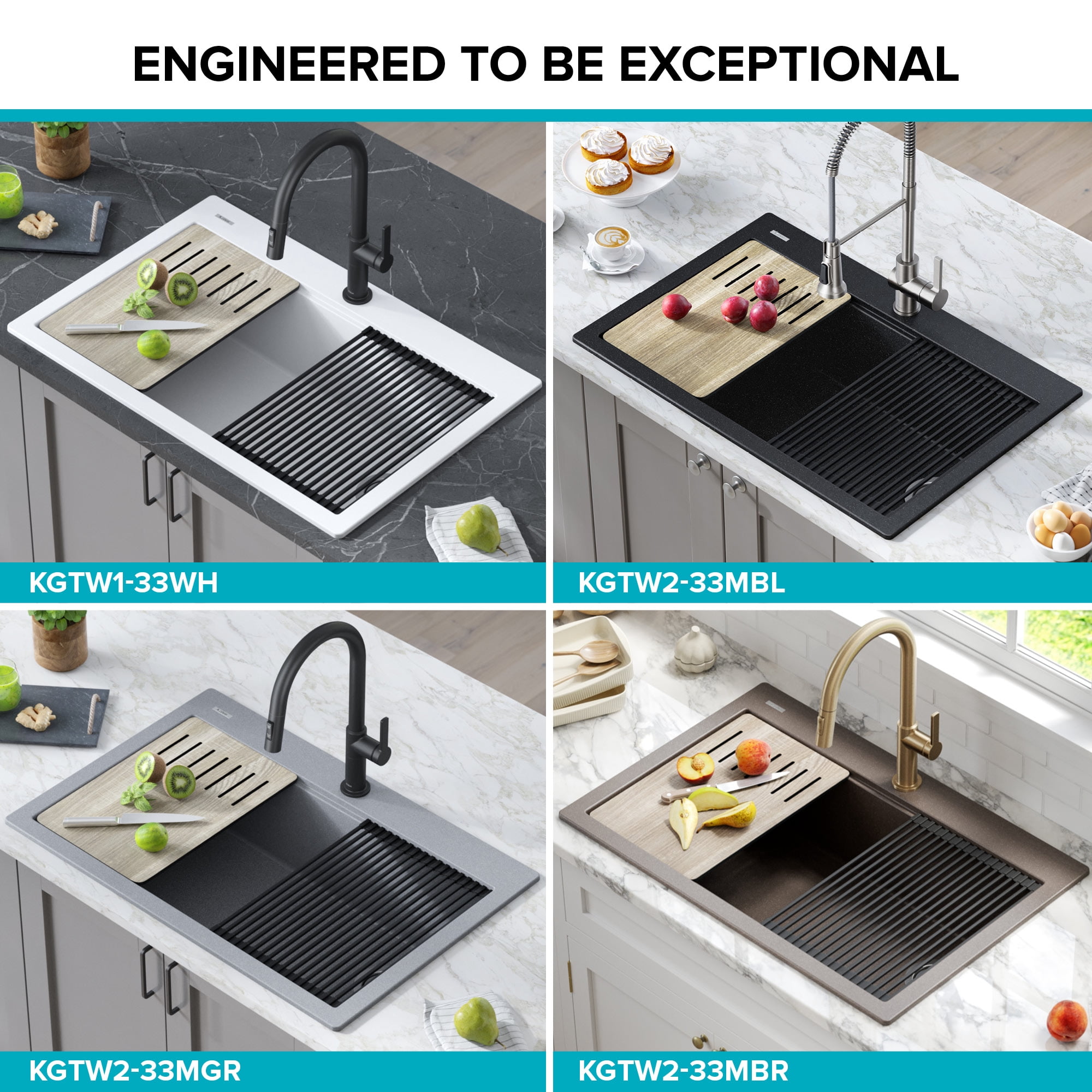 Kraus Bellucci Workstation 33 inch Drop-In Granite Composite Single Bowl Kitchen Sink in Metallic Brown with Accessories