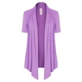 thumbnail image 1 of MixMatchy Women's [Made in USA] Solid Jersey Knit Short Sleeve Open Front Draped Cardigan (S-3XL), 1 of 5
