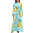 thumbnail image 1 of Vestido largo limones sobre azul Vestidos de verano para mujer Vestidos de fiesta para mujer Vestido largo para mujer Vestido de noche para mujer, 1 of 4