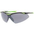 thumbnail image 2 of Semi Rimless Wrap Sports Sunglasses Neutral Colored Shield Lens 65mm (Matte Black Green / Smoke), 2 of 4