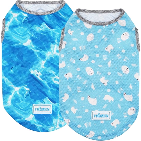 KYEESE 2 Pack Dog Cooling Shirts, Breathable T-Shirt for Small Medium and Large Dogs, Polar Bear Ice, M