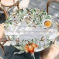 thumbnail image 2 of Thanksgiving Round Tablecloth, Fitted Table Cover with Elastic for 45"-54" Round Tables, Green White Orange Pumpkin Autumn Eucalyptus Table Cloth Outdoor Indoor Dinning Party Waterproof Tablecloths, 2 of 7