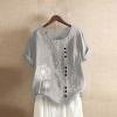 thumbnail image 1 of Hauts pour Femmes Hauts d'Été 2023 Femmes Décontracté Imprimé Manches Courtes Col Rond T-Shirt Grande Taille Blouse Gris TTTG, 1 of 4
