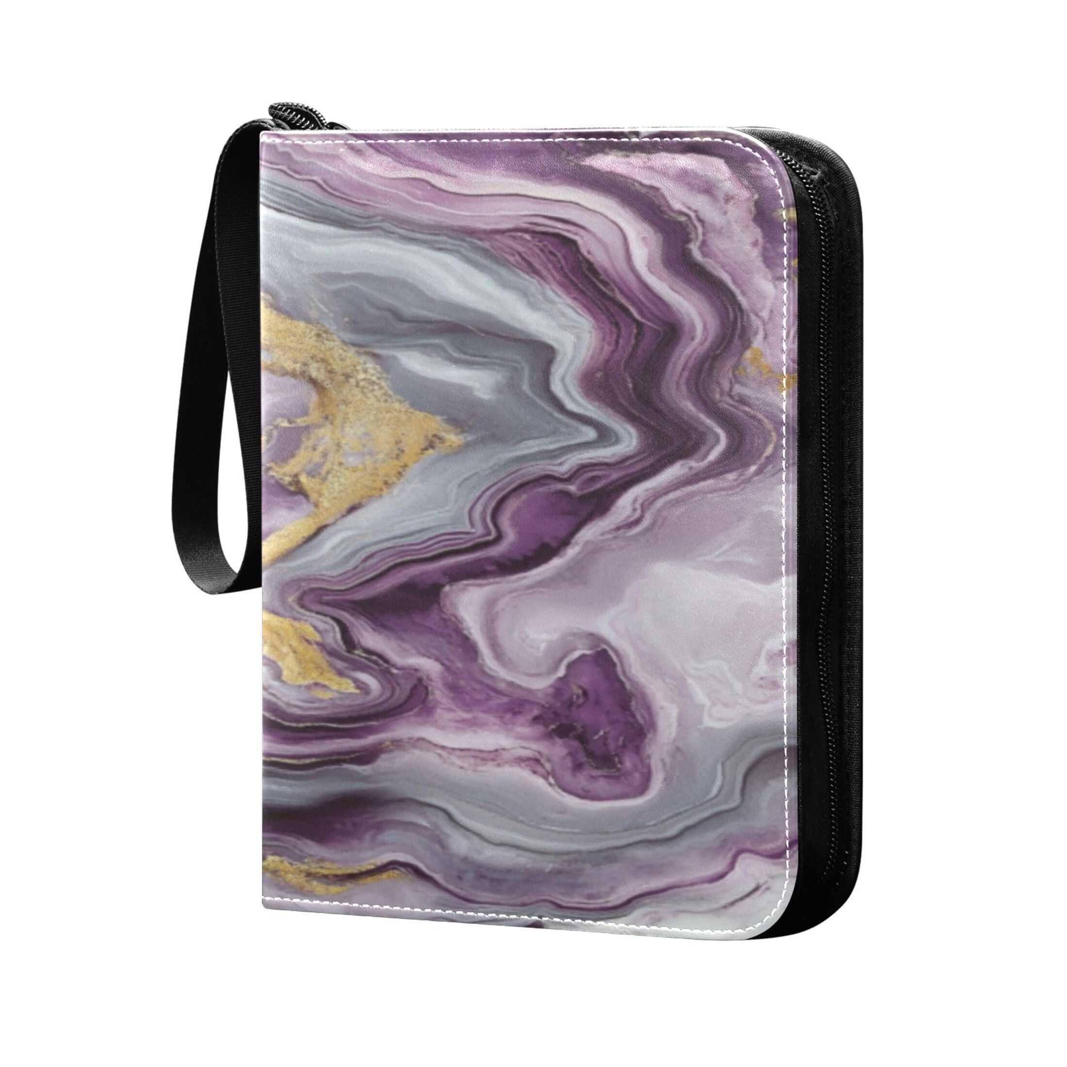 Game Card Storage Bag Collectible Trading Card Albums The 4-Pocket Card Binder With 50-Page Sleeve Can Hold 400 Game Cards Purple Marble