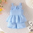 thumbnail image 7 of Toddler Baby Girl Outfits Solid Summer Clothes Bow-tie Sleeveless Top and Ruffled Shorts Kaprioy Toddler Girl Clothes 18 24 Months 2T 3T 4T, 7 of 7
