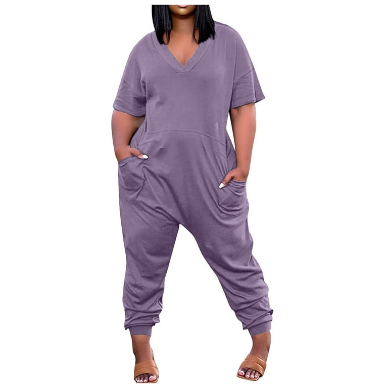 Kagetolytai Jumpsuits for Women Women's Plus Size Loose Casual