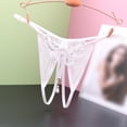 thumbnail image 2 of Panties for Women,Embroidered Hollow Low Waist Underwear Open Cut Thong with Pearl Massage Detail,Womens Underwear,White,One Size, 2 of 3