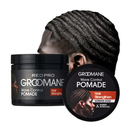 RED Pro Groomane Wave Control Pomade for Men, Extra-Strong Hold Styling Cream with High Shine & Argan Oil, Defines 360 Waves (Hair Strengthening)