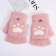 thumbnail image 1 of Guantes de escritura tejidos con dibujos animados para niños y niñas, cálidos, anticongelantes, de invierno, con funda abatible de medio dedo, para niños grandes y estudiantes, 1 of 6