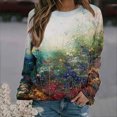 thumbnail image 1 of Nouveaux Hauts pour Femmes 2023 Mode Dames Chandail en Molleton à Manches Longues Col Rond Imprimé Blouse Pull-Over Coupe Décontractée Chandail en Molleton Oversize pour Femmes, 1 of 5