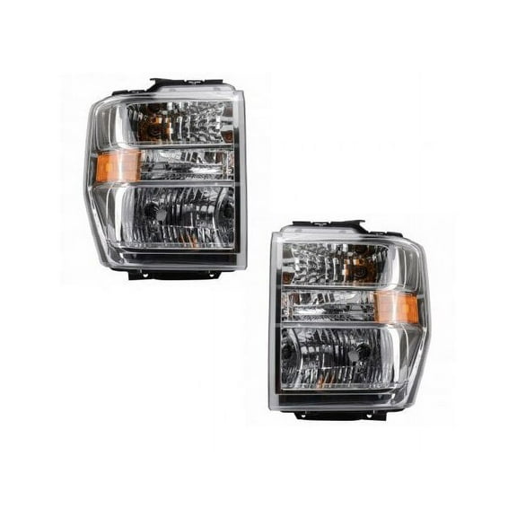 Headlight Assembly Set 2 Piece - Compatible with 2008 - 2014 Ford E-250 2009 2010 2011 2012 2013