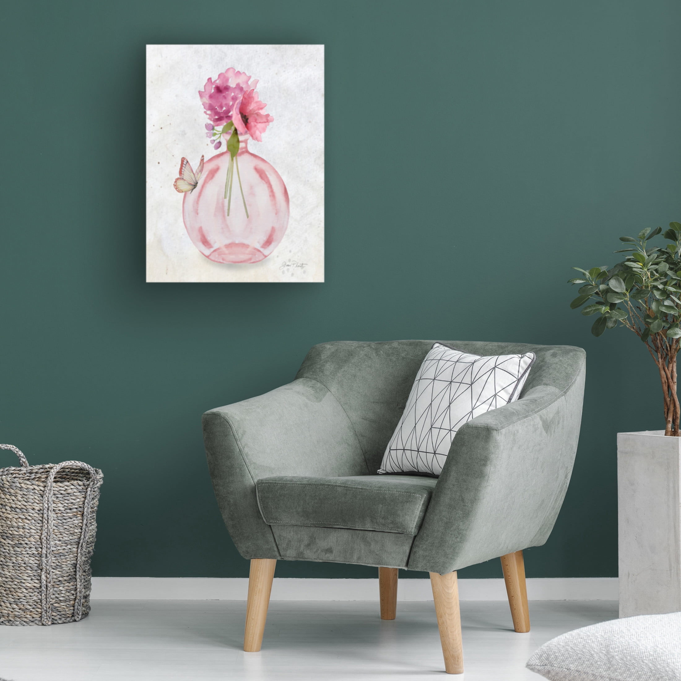 Canvas Wall Art - Jean Plout 'Pink Bottles 3' Wall Art for Living Room, Bedroom, or Office Décor by Trademark Fine Art - 18 x 24 Inches