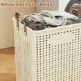 thumbnail image 4 of Cesto para la Colada de Plásstico Delgado, Cesto para Ropa Estrecho, Resistente, Plegable, Que Ahorra Espacio, Con Diseño Simple En Crema para Baña, Dormitorio, Pasillo, Mantas, Mantas, 4 of 7
