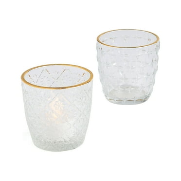 Clear Gold Trim Votive Holders, Home Decor, Wedding, 6 Pieces