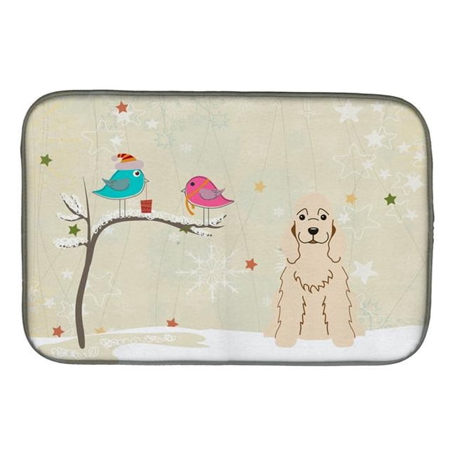 Carolines Treasures BB2566DDM Christmas Presents Between Friends Cocker Spaniel Buff Dish Drying Mat