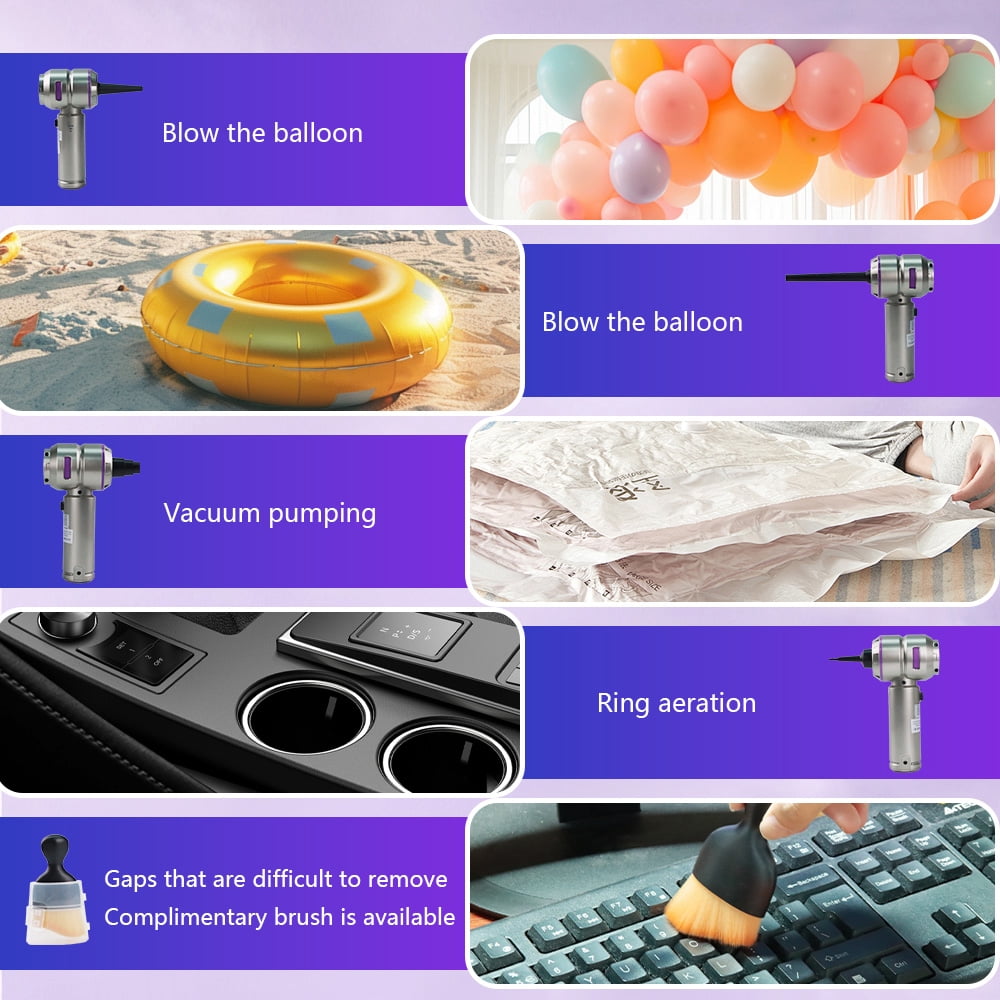 Four-in-one cordless vacuum cleaner, 15000Pa strong suction, power display, car vacuum cleaner, outdoor vacuum inflator, pet hair cleaner