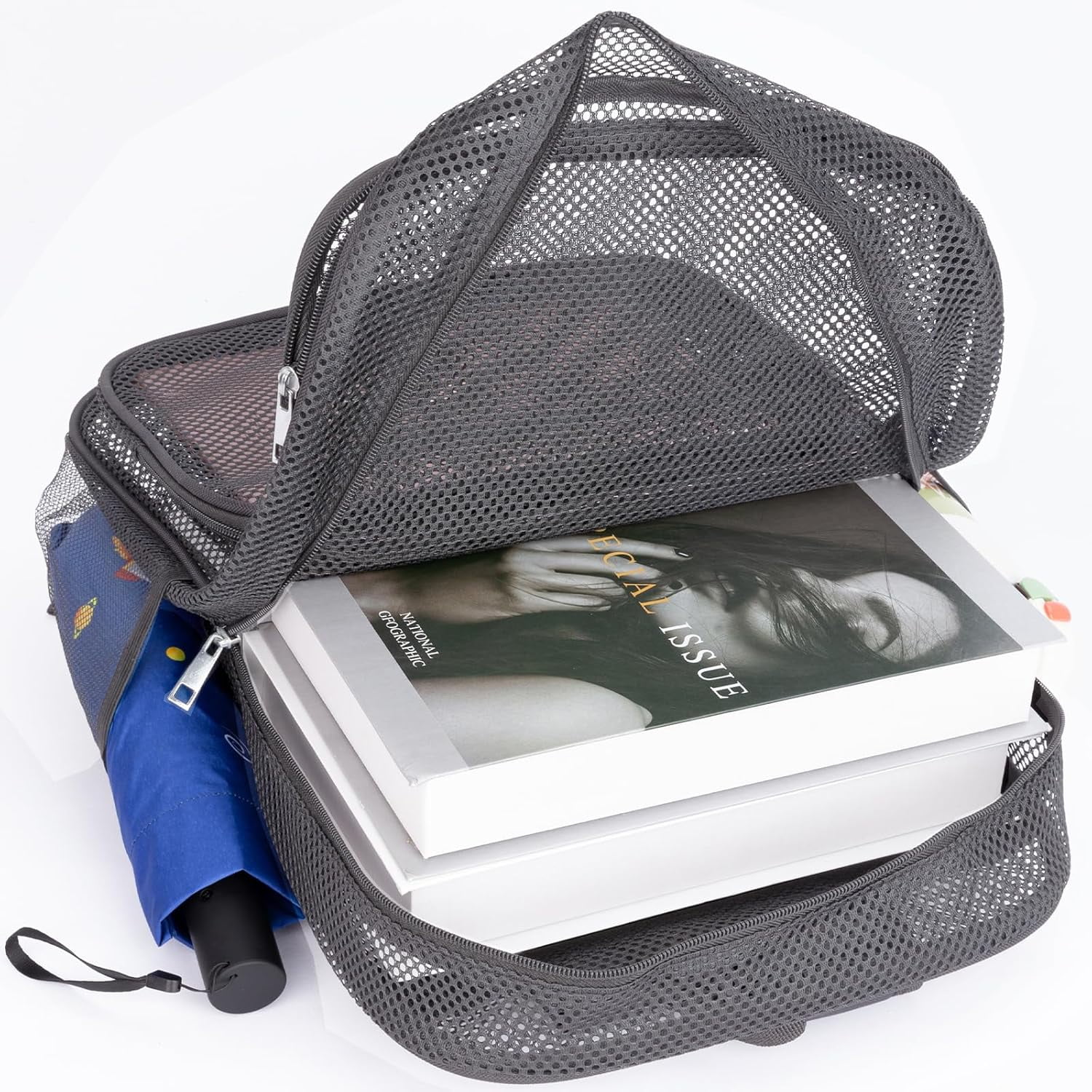 BTEPSGA Mesh Backpack for School Heavy Duty Mesh Book bag Mesh See Through Backpack for School Beach