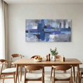 thumbnail image 3 of Abstract Oil Paint Canvas Wall Art, Royal Blue Graffiti Distressed Color Block Wooden‑Stretched Canvas Print Artwork, Home Wall Decor for Living Room Bedroom Office 40"Lx20"W, 3 of 9