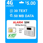Jolt Mobile $5 Alarm SIM for GSM Business-Office-Home Security Anti-Theft Alarm System & Monitoring - Nationwide AT&T 4G LTE - Triple Cut SIM