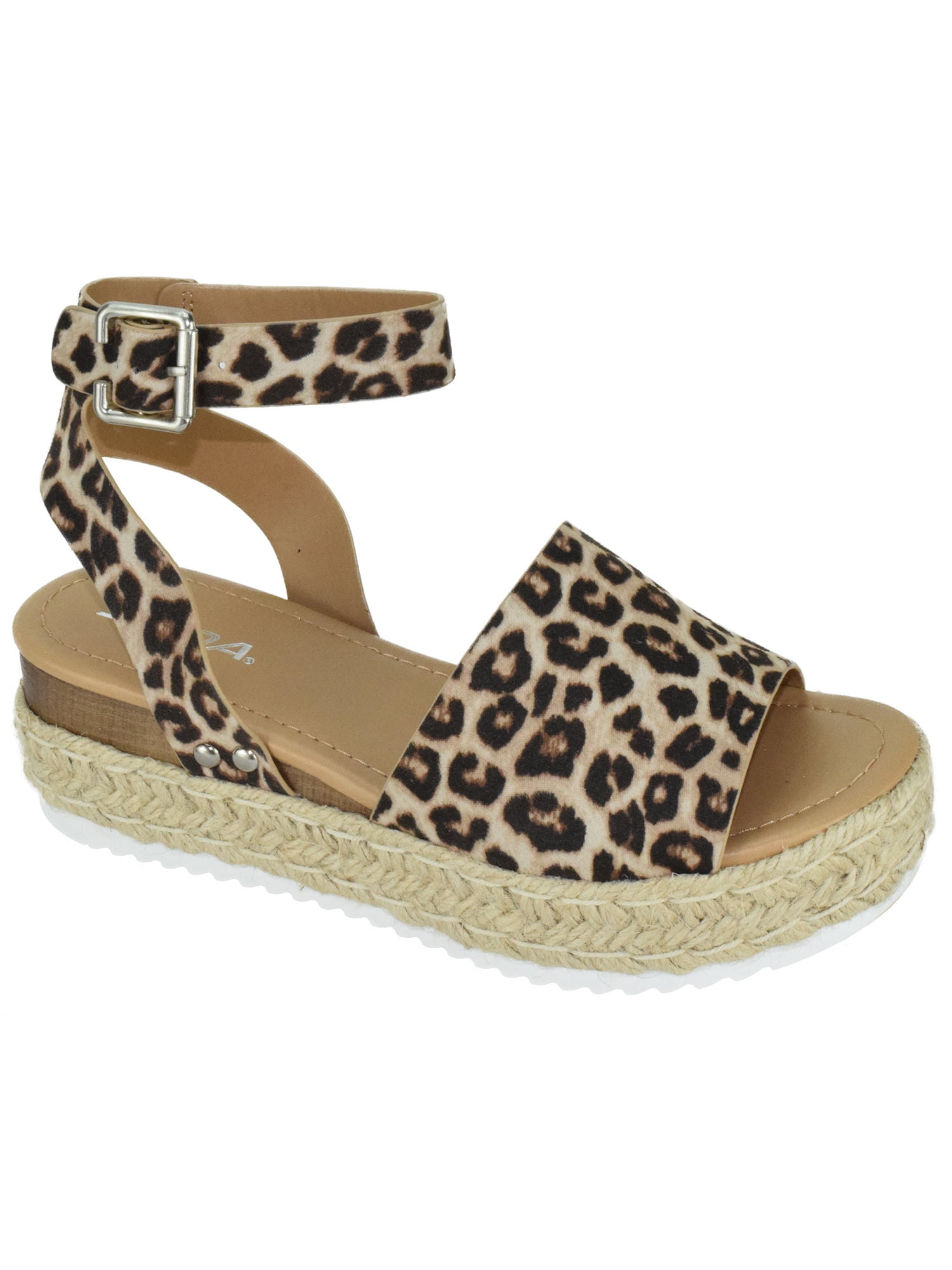 Kanzd Sandals for Women Leapard Snake Patten Wedge Heel Open Toe Roman Platform Sandals Summer Dressy Sandals Shoes
