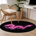 thumbnail image 4 of Round Area Rug 4 Ft, Dragon Flames Washable Non-Slip Circle Carpet for Living Room/Bedroom, Purple Dragons Abstract Modern Art Low-Profile Crawling Mats Collection Rugs for Indoor, 4 of 8