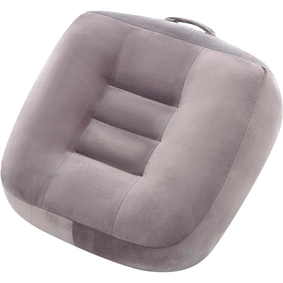 Extra Thick Seat Cushion, Large Chair Cushion Booster for Office Chair to Rise Height, Velvet Cover with Handle and Anti-Slip Bottom, PP Cotton Filling - Relieves Back Pain - 18"X16"X6" Grey