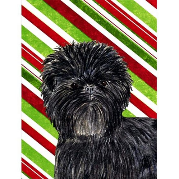 11 x 15 In. Affenpinscher Candy Cane Holiday Christmas Flag, Garden Size