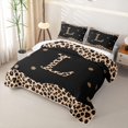 thumbnail image 3 of Meiyoeat Vintage Leopard Letter L Quilt King for Girls,Retro Polka Dot King Coverlet Set,Black Beige Brown, 3 of 7