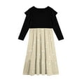 thumbnail image 4 of Abcomgle Girls Maxi Dresses 7-8 Casual Patchwork Ruffle Long Sleeve Maxi Dress Polka Dot Crew Neck Sundresses Flowy Tiered Dresses with Pockets,11-12 Years Beige, 4 of 5