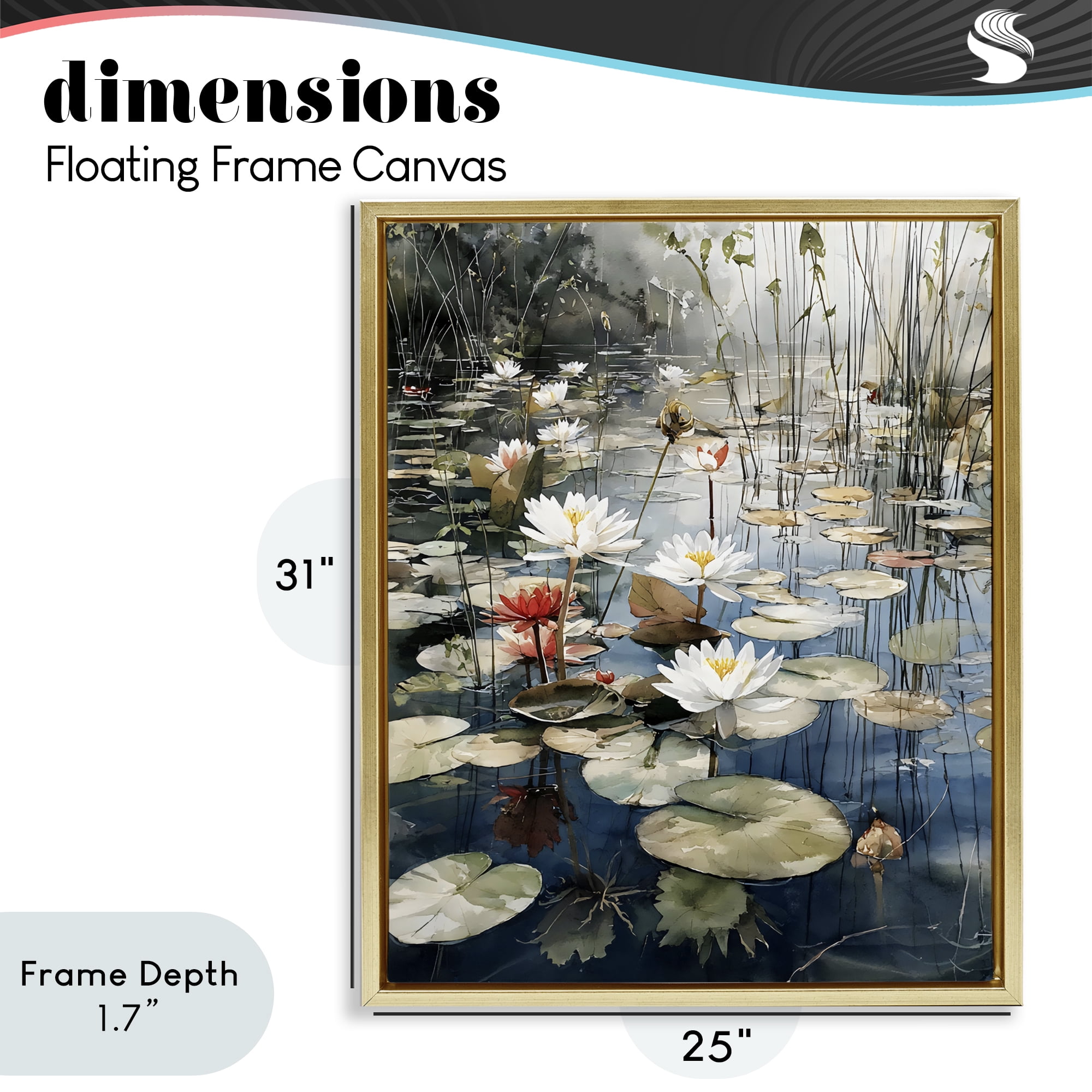 Stupell Industries Lily Wonder Pond Gold Framed Floater Canvas Wall Art, design by Franklyn Gregory