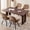 Brown Table+4 Swivel Brown Chairs, variant on 63" Dining Table Set for 4 6 People, 5 Piece Kitchen Dining Room Table with 4 Blue Chenille Chairs for Living Kitchen Room Apartment