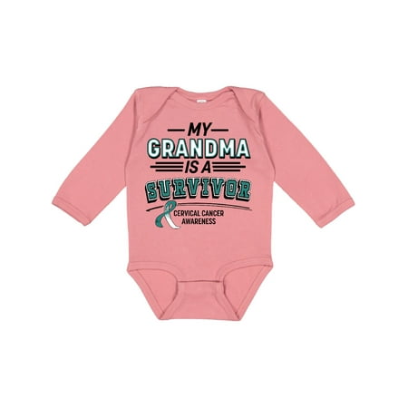 

Inktastic My Grandma is a Survivor Cervical Cancer Awareness Gift Baby Boy or Baby Girl Long Sleeve Bodysuit