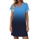 thumbnail image 2 of TaTaai Women's Fashion Solid Color V-Neck Short Sleeve Loose Dress Casual Comfortable Polyester Fabric Breathable Midi Dress Versatile for Spring Summer Daily Dating Party Work Vacation Gift, 2 of 5