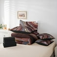 thumbnail image 5 of Feelyou Marble Abstract Twin Bedding Sets 7-Piece, Red Gold Stripes Ombre Bedding Comforter Set, Marbling Artwork Reversible Sheet Sets, Breathable Home Decor, 5 of 7