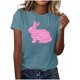 thumbnail image 1 of Mujeres Manga Corta de Verano Tops Pascua Impresa Cuello Redondo, Blusa de Moda Casual para la Primavera, 1 of 4