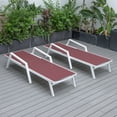 thumbnail image 4 of LeisureMod Marlin Patio Chaise Lounge Aluminum White Arms Set of 2 Burgundy, 4 of 10