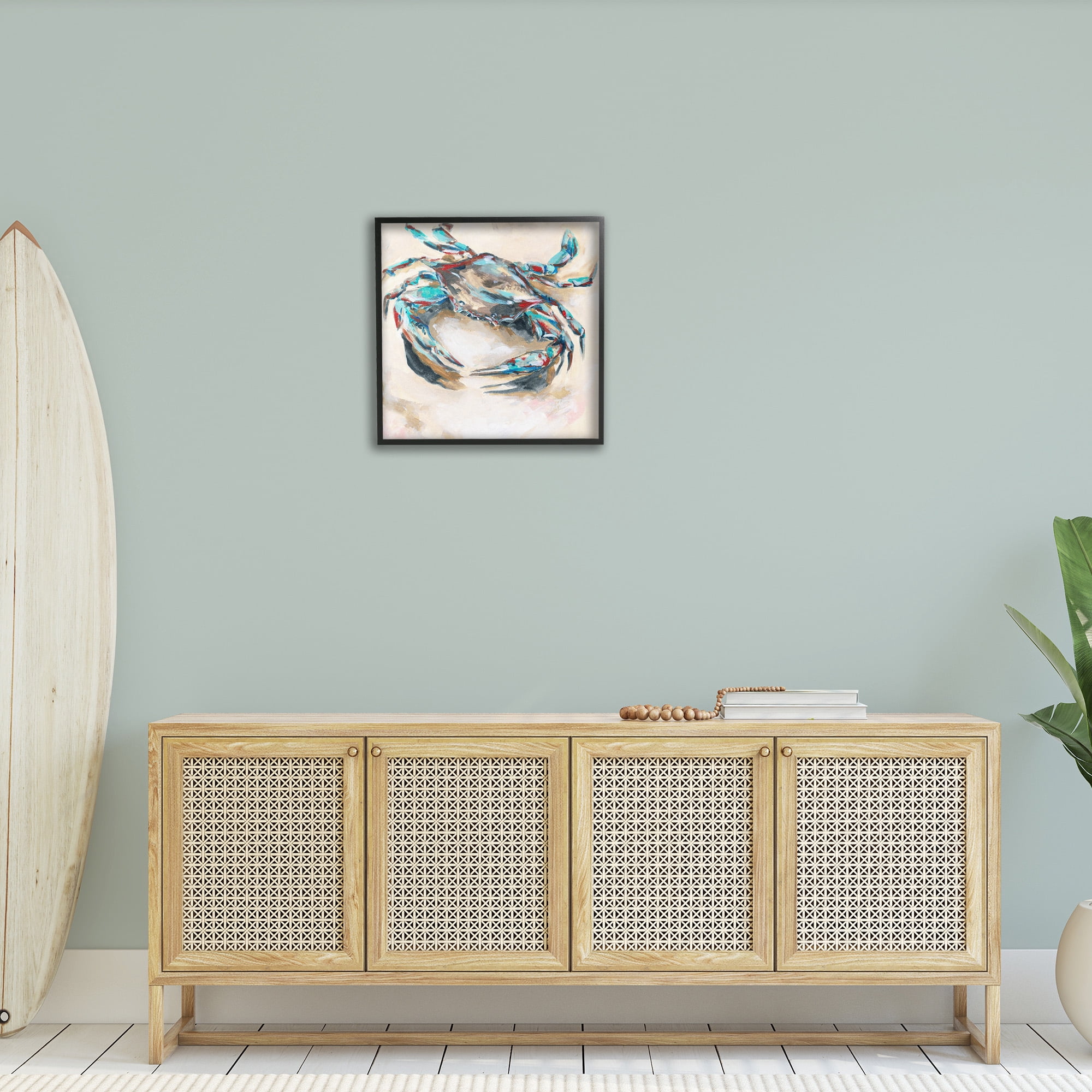 Stupell Industries Abstract Nautical Crab Animals & Insects Painting Black Framed Art Print Wall Art, 24 x 24