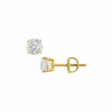 Fine Jewelry Vault UBER14YG4RD125CZ 14K Yellow Gold Round Cubic Zirconia Stud Earrings 1.25 CT. TW.
