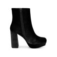 thumbnail image 3 of BLISSFUL STEP Women's Round Toe Faux Velvet Block Heels Ankle Boots Black (Size 7), 3 of 7