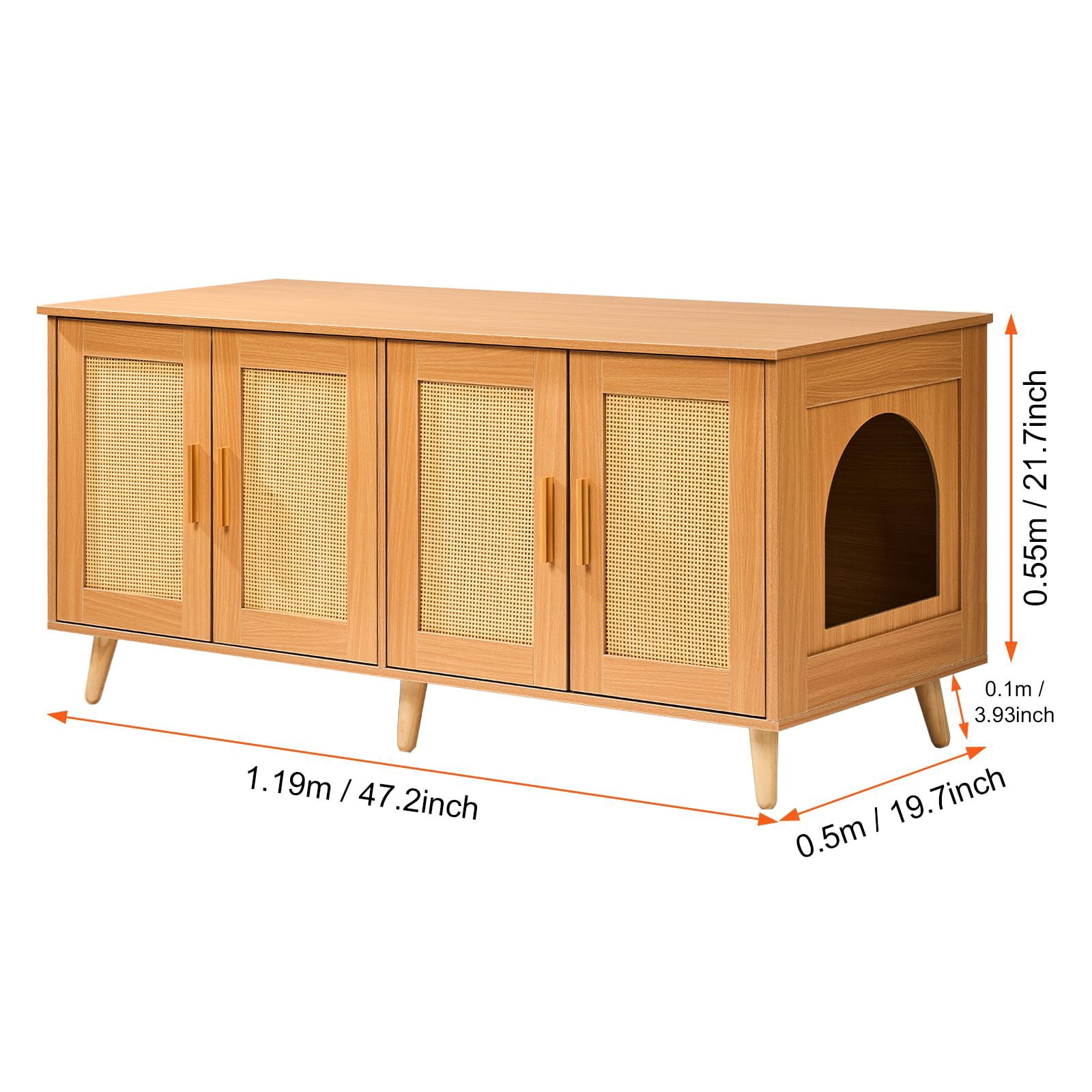 Modern Wooden Litter Box Cover - Enclosure for 2 Cats, Furniture Style & Odor-Free