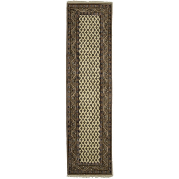 Cream Floral 2'4X9 Indo Botemir Oriental Runner Rug