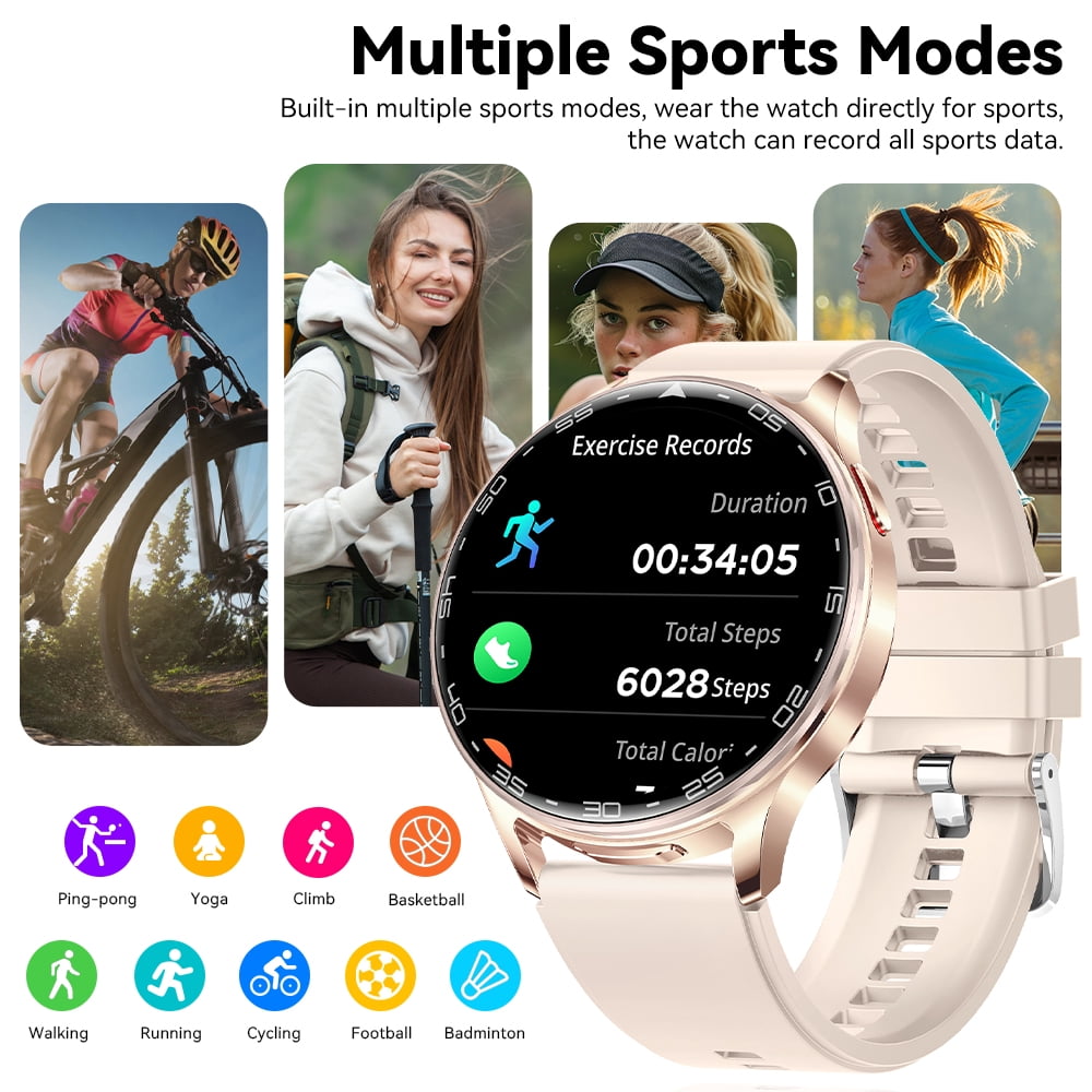 Jelloo Smart Watches for Women, with Earbuds Bluetooth Call 1.39" HD Screen Outdoor Sport Smartwatch, 100+ Sport Modes Fitness Tracker, for iPhone Android