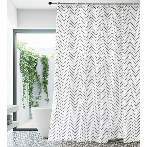Premium White Fabric Shower Curtain, Machine Washable Shower Curtain