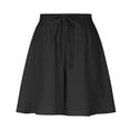 thumbnail image 3 of MAIHAN Women's Solid Color Loose Fit Yoga Shorts Drawstring Casual Sports Shorts Plus Size Stretch Running Training Bottoms for Summer Lounge Wear(Black,L), 3 of 7