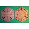 THE PUZZLE-MAN TOYS W-1977 Wooden Marble Game Board - (2 Games In 1) - 20 in. Hexagon - Aggravation 6-Player 6-Hole & 4-Player 6-Hole - Red Oak