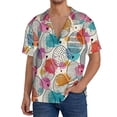thumbnail image 1 of Fotbe Easter Egg Camisa Estampada de Manga Corta para Hombre, Casual de Verano, Estilo Playero, Sin Arrugas-X-Large, 1 of 5