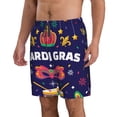 thumbnail image 2 of Kll Happy Mardi Gras Men'S Casual Summer Beach Shorts Hawaiian Shorts With Pockets-X-Large, 2 of 9